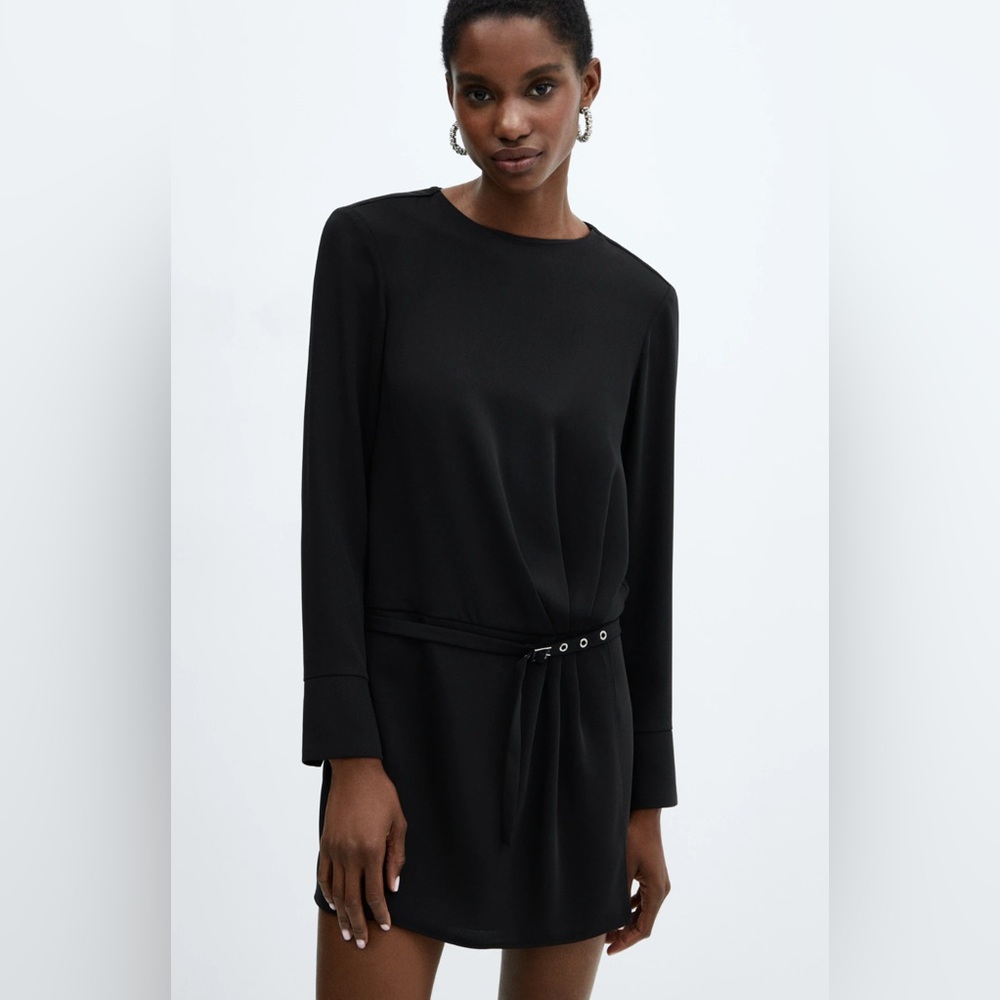 Mango Ruched dress with belt